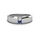 1 - Ethan 3.00 mm Round White Sapphire and Iolite 2 Stone Men Wedding Ring 