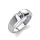 4 - Ethan 3.00 mm Round White Sapphire and Iolite 2 Stone Men Wedding Ring 