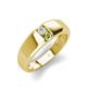 4 - Ethan 3.00 mm Round White Sapphire and Peridot 2 Stone Men Wedding Ring 