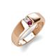 4 - Ethan 3.00 mm Round White Sapphire and Rhodolite Garnet 2 Stone Men Wedding Ring 