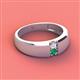 3 - Ethan 3.00 mm Round White Sapphire and Emerald 2 Stone Men Wedding Ring 