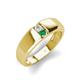 4 - Ethan 3.00 mm Round White Sapphire and Emerald 2 Stone Men Wedding Ring 