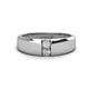 1 - Ethan 3.00 mm Round White Sapphire and Diamond 2 Stone Men Wedding Ring 