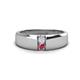 1 - Ethan 3.00 mm Round White Sapphire and Pink Tourmaline 2 Stone Men Wedding Ring 