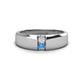1 - Ethan 3.00 mm Round White Sapphire and Blue Topaz 2 Stone Men Wedding Ring 