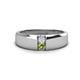 1 - Ethan 3.00 mm Round White Sapphire and Peridot 2 Stone Men Wedding Ring 