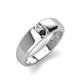 4 - Ethan 3.00 mm Round White Sapphire and Black Diamond 2 Stone Men Wedding Ring 