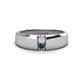 1 - Ethan 3.00 mm Round White Sapphire and Blue Diamond 2 Stone Men Wedding Ring 