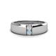 1 - Ethan 3.00 mm Round White Sapphire and Aquamarine 2 Stone Men Wedding Ring 