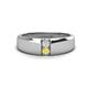 1 - Ethan 3.00 mm Round White Sapphire and Yellow Sapphire 2 Stone Men Wedding Ring 