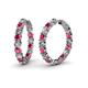 1 - Carisa 11.98 ctw (4.50 mm) Inside Outside Round Rhodolite Garnet and Natural Diamond Eternity Hoop Earrings 