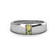 1 - Ethan 3.00 mm Round Yellow Diamond and Peridot 2 Stone Men Wedding Ring 
