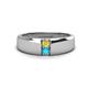 1 - Ethan 3.00 mm Round Yellow Diamond and Turquoise 2 Stone Men Wedding Ring 
