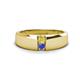 1 - Ethan 3.00 mm Round Yellow Diamond and Tanzanite 2 Stone Men Wedding Ring 