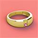 3 - Ethan 3.00 mm Round Yellow Diamond and Pink Sapphire 2 Stone Men Wedding Ring 