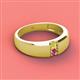 3 - Ethan 3.00 mm Round Yellow Diamond and Pink Tourmaline 2 Stone Men Wedding Ring 