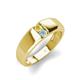 4 - Ethan 3.00 mm Round Yellow Sapphire and Aquamarine 2 Stone Men Wedding Ring 