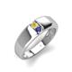 4 - Ethan 3.00 mm Round Yellow Sapphire and Iolite 2 Stone Men Wedding Ring 