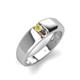 4 - Ethan 3.00 mm Round Yellow Sapphire and Smoky Quartz 2 Stone Men Wedding Ring 