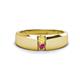 1 - Ethan 3.00 mm Round Yellow Sapphire and Pink Tourmaline 2 Stone Men Wedding Ring 