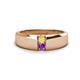 1 - Ethan 3.00 mm Round Yellow Sapphire and Amethyst 2 Stone Men Wedding Ring 