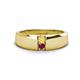 1 - Ethan 3.00 mm Round Yellow Sapphire and Rhodolite Garnet 2 Stone Men Wedding Ring 