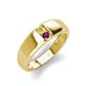 4 - Ethan 3.00 mm Round Yellow Sapphire and Rhodolite Garnet 2 Stone Men Wedding Ring 