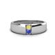 1 - Ethan 3.00 mm Round Yellow Sapphire and Tanzanite 2 Stone Men Wedding Ring 