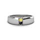 1 - Ethan 3.00 mm Round Yellow Sapphire and Black Diamond 2 Stone Men Wedding Ring 