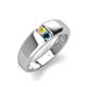 4 - Ethan 3.00 mm Round Yellow Sapphire and Blue Diamond 2 Stone Men Wedding Ring 