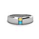 1 - Ethan 3.00 mm Round Yellow Sapphire and Turquoise 2 Stone Men Wedding Ring 