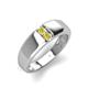 4 - Ethan 3.00 mm Round Yellow Sapphire and Yellow Diamond 2 Stone Men Wedding Ring 