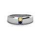 1 - Ethan 3.00 mm Round Yellow Sapphire and Blue Sapphire 2 Stone Men Wedding Ring 
