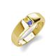 4 - Ethan 3.00 mm Round Yellow Sapphire and Tanzanite 2 Stone Men Wedding Ring 