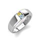 4 - Ethan 3.00 mm Round Yellow Sapphire and Aquamarine 2 Stone Men Wedding Ring 