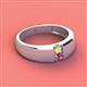 3 - Ethan 3.00 mm Round Yellow Sapphire and Pink Tourmaline 2 Stone Men Wedding Ring 