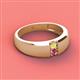 3 - Ethan 3.00 mm Round Yellow Sapphire and Pink Tourmaline 2 Stone Men Wedding Ring 