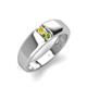 4 - Ethan 3.00 mm Round Yellow Sapphire and Peridot 2 Stone Men Wedding Ring 