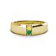 1 - Ethan 3.00 mm Round Yellow Sapphire and Emerald 2 Stone Men Wedding Ring 