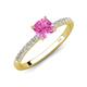 3 - Aurin 6.00 mm Cushion Shape Lab Created Pink Sapphire and Diamond Engagement Ring 