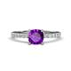 1 - Aurin 6.00 mm Cushion Shape Amethyst and Diamond Engagement Ring 