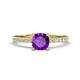 1 - Aurin 6.00 mm Cushion Shape Amethyst and Diamond Engagement Ring 
