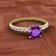 2 - Aurin 6.00 mm Cushion Shape Amethyst and Diamond Engagement Ring 