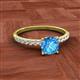 2 - Aurin 6.00 mm Cushion Shape Blue Topaz and Diamond Engagement Ring 