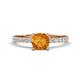 1 - Aurin 6.00 mm Cushion Shape Citrine and Diamond Engagement Ring 