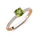3 - Aurin 6.00 mm Cushion Shape Peridot and Diamond Engagement Ring 