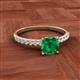 2 - Aurin 6.00 mm Cushion Shape Lab Created Emerald and Diamond Engagement Ring 