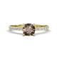 1 - Aurin 6.00 mm Cushion Shape Smoky Quartz and Diamond Engagement Ring 