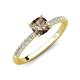 3 - Aurin 6.00 mm Cushion Shape Smoky Quartz and Diamond Engagement Ring 