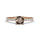 1 - Aurin 6.00 mm Cushion Shape Smoky Quartz and Diamond Engagement Ring 